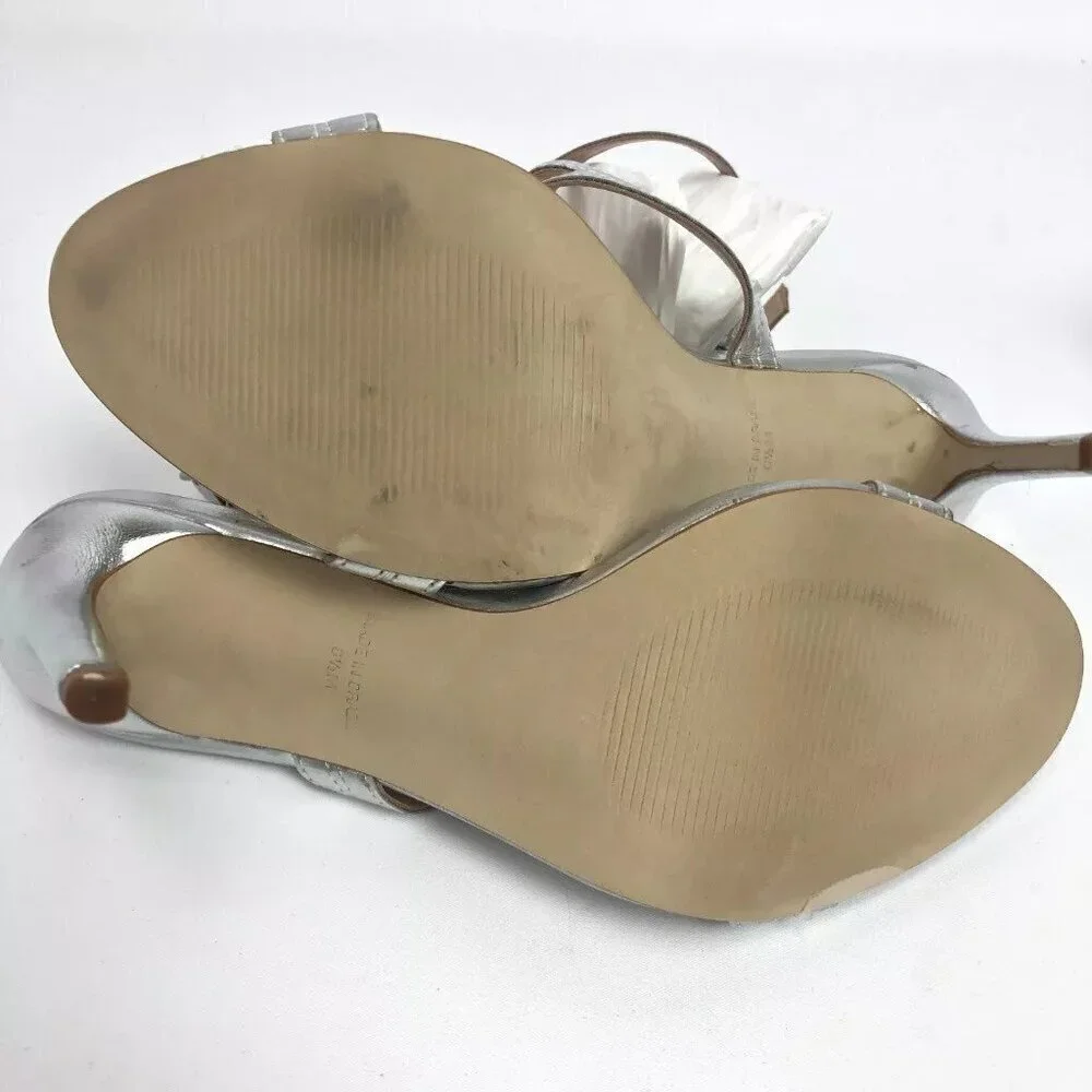 Steve Madden Womens Sidney Dress Sandals Silver Leather 8.5M